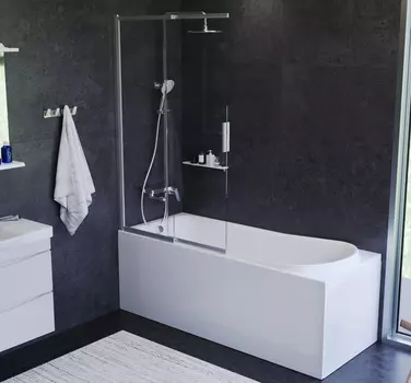Шторка на ванну AM.PM Like 100x150 W80S-100PS-150MT профиль хром матовый, стекло прозрачное