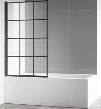 Шторка на ванну AQUAme 80 AQM2858-L левая, профиль черный, стекло прозрачное