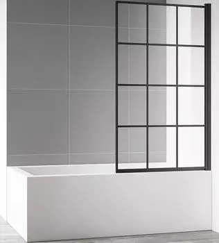 Шторка на ванну AQUAme 80 AQM2858-R правая, профиль черный, стекло прозрачное