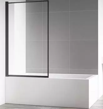 Шторка на ванну AQUAme 80 AQM2859-L левая, профиль черный, стекло прозрачное