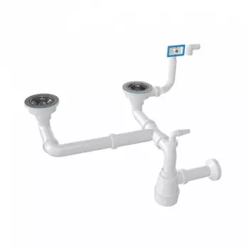 Сифон для двойной мойки Nova 1194 с отводом для стиральной машины