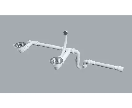 Сифон для кухонной мойки Paulmark Trust PM1023-CR двойной, хром