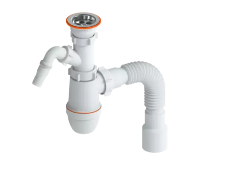 Сифон для раковины с выходом под стиральную машину РМС СУ-03, белый