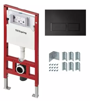 Система инсталляции для унитазов Tece TECEspring S955204 с кнопкой смыва, черный матовый