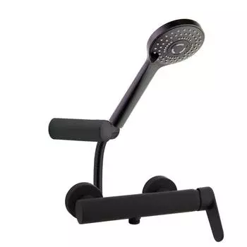 Смеситель для душа наружнего монтажа с душевым комплектом 360801BTNM ALEXIA матовый черный