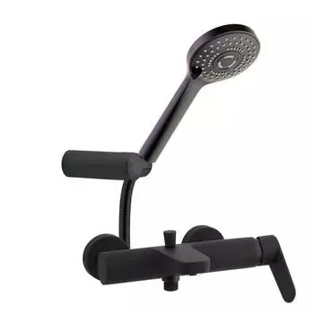 Смеситель для душа наружнего монтажа с душевым комплектом 360501BTNM ALEXIA матовый черный