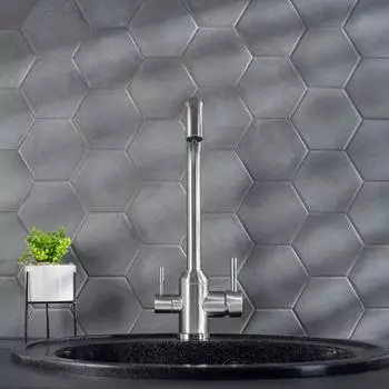 Смеситель для кухни с фильтром для питьевой воды РМС SUS124-017F-015, нержавеющая сталь