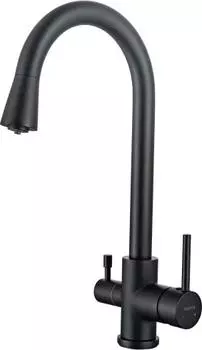 Смеситель для кухни с подключением к фильтру воды AQUATEK (полукруглый излив), матовый черный AQ1085MB