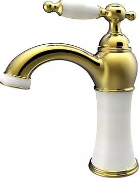Смеситель для раковины Kaiser Retro 31411, золото/белый