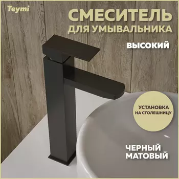 Смеситель для раковины Teymi Helmi Pro T10212 чёрный матовая