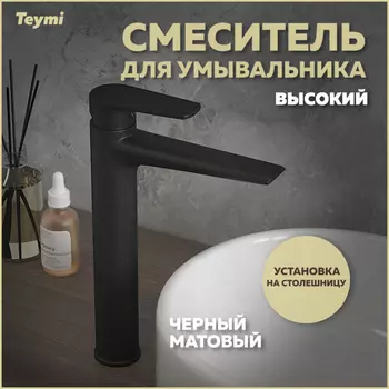 Смеситель для раковины Teymi Kati T10218 чёрный матовая