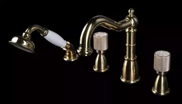Смеситель для ванны с душем Boheme Royal Cristal 395-Royal/CRST золото