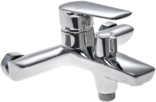 Смеситель для ванны с душем STWORKI Хельсингборг XE-02cr однорычажный, настенный, латунь, с функцией экономии расхода, глянцевый