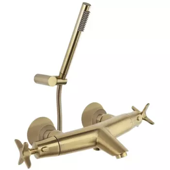 Смеситель термостатический для ванны с душевым комплектом ADAGIO 913901DOC золото