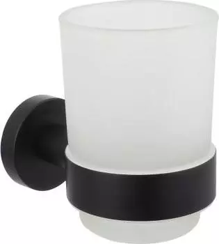 Стакан с держателем AQUATEK, матовый черный AQ4004MB ВЕГА