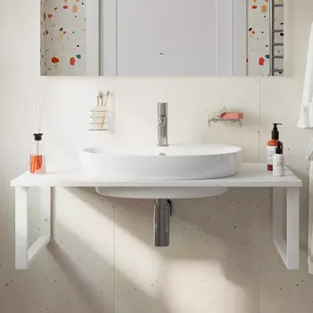 Столешница с раковиной DIWO Элиста 100 белый мрамор, с раковиной Самара 0116