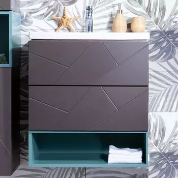 Тумба для ванной Бриклаер Кристалл 4627125414510 графит, ясень