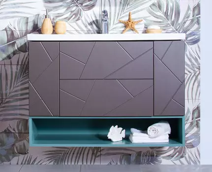 Тумба для ванной Бриклаер Кристалл 4627125414565 графит, ясень