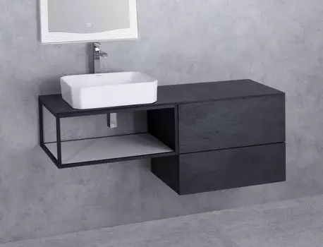 Тумба под металлический каркас Cezares CADRO-70-2C-SO-NR-BLUM, чёрный