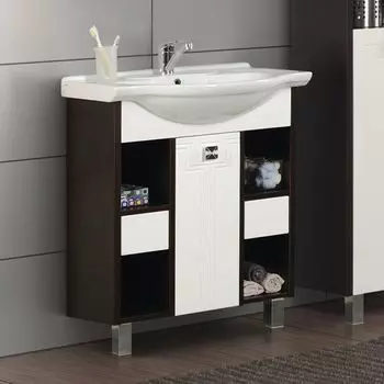 Тумба под раковину Aquaton Крит 60 1A152401KT500, белый/темное дерево