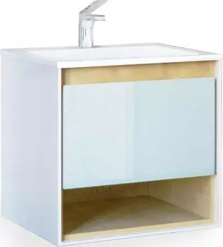 Тумба под раковину Jorno Glass 65 Gla.01.62/P/W подвесная белый глянец