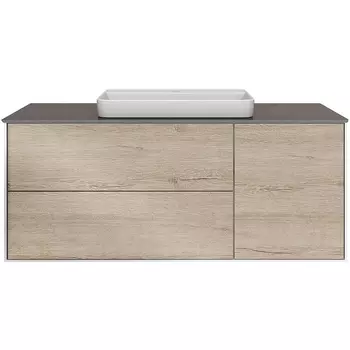 Тумба под раковину Kerama Marazzi Plaza Modern 120 PLB.M.120.3\OAK.O подвесная Белая глянцевая Дуб Орегон