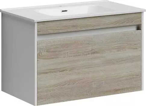 Тумба под раковину Sancos Smart 80 SM80E, дуб бардолино/белый глянец