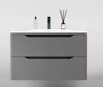 Тумба под раковину Style Line Марелла 90 Люкс Plus СС-00002415, подвесная, антискрейтч серый