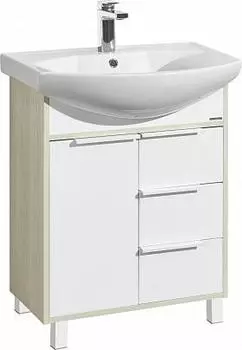 Тумба с раковиной Aquaton Рико 65 1A2133K1RIB90, белый/ясень фабрик