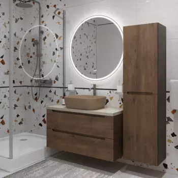 Тумба с раковиной BelBagno ETNA80RW-KEPMCO-1302H316-SET 80 см, коричневый