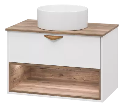 Тумба с раковиной Brevita Bergen 80 УТ000022339 белый, темное дерево