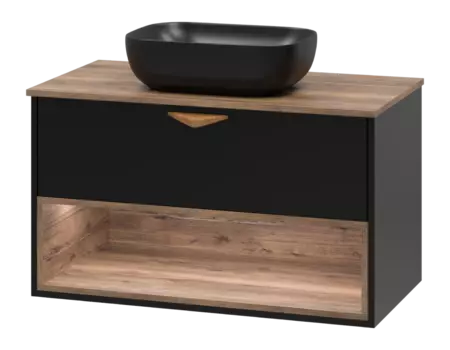 Тумба с раковиной Brevita Bergen 90 УТ000016100 черный, темное дерево