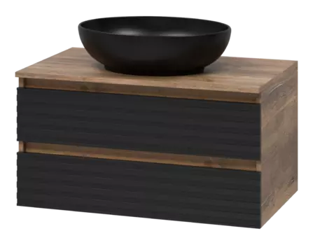 Тумба с раковиной Brevita Dakota 80 УТ000015015 черный, темное дерево