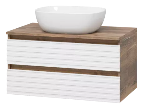 Тумба с раковиной Brevita Dakota 80 УТ000015493 белый, темное дерево