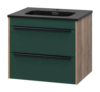 Тумба с раковиной Brevita Greenwood УТ000024348 зеленый, дуб галифакс