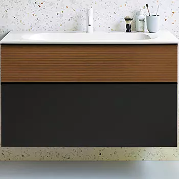 Тумба с раковиной Burgbad Fiumo 100 SFXN102F3958FOT52G0200C0001*1, Tectona Dekor Zimt Graphit Softmatt