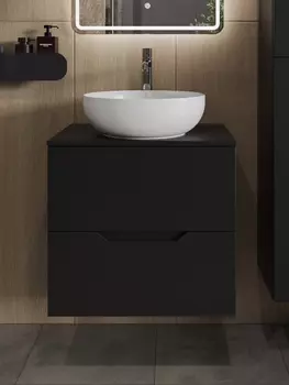 Тумба с раковиной Orange Line Li-60TubMDF+B07-420W 60 см, черный, белый