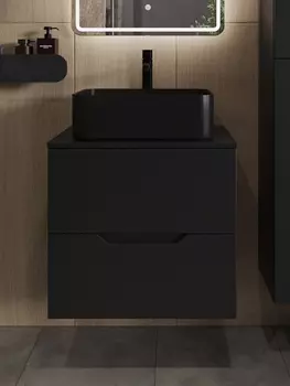 Тумба с раковиной Orange Line Li-60TubMDF+B02-460MB 60 см, черный