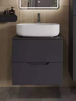 Тумба с раковиной Orange Line Li-60TugMDF+B07-540W 60 см, графит, белый