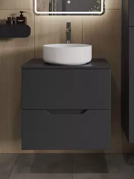 Тумба с раковиной Orange Line Li-60TugMDF+B09-360W 60 см, графит, белый