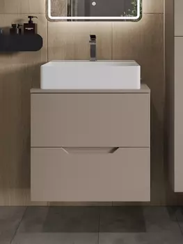 Тумба с раковиной Orange Line Li-60TuLMDF+B04-500W 60 см, латте, белый