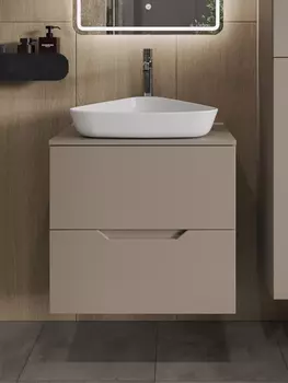 Тумба с раковиной Orange Line Li-60TuLMDF+B07-500W 60 см, латте, белый