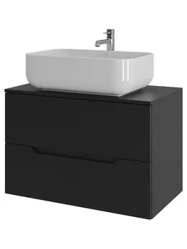 Тумба с раковиной Orange Line Li-80TubMDF+B03-600W 80 см, черный, белый