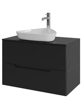 Тумба с раковиной Orange Line Li-80TubMDF+B07-500W 80 см, черный, белый