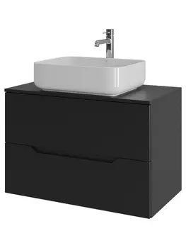 Тумба с раковиной Orange Line Li-80TubMDF+B05-500W 80 см, черный, белый