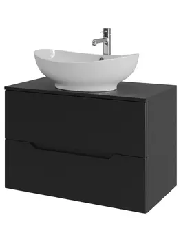 Тумба с раковиной Orange Line Li-80TubMDF+B08-585W 80 см, черный, белый