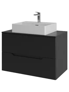 Тумба с раковиной Orange Line Li-80TubMDF+B04-500W 80 см, черный, белый