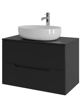 Тумба с раковиной Orange Line Li-80TubMDF+B05-520W 80 см, черный, белый