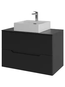 Тумба с раковиной Orange Line Li-80TubMDF+B04-405W 80 см, черный, белый