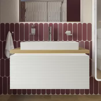 Тумба с раковиной STWORKI Рандерс 100, дерево, подвесная, с подсветкой